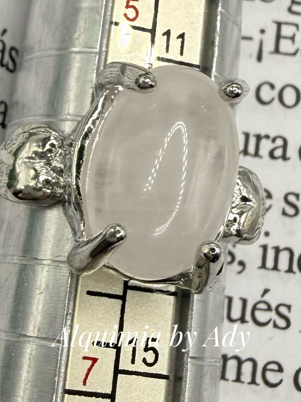 Pink Quartz Rhodium Silver Ring – 20mm Oval Stone, Tarnish-Resistant